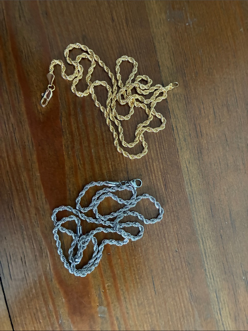 Gold and Silver Rope Chain Necklace Set - Picture 4 of 6
